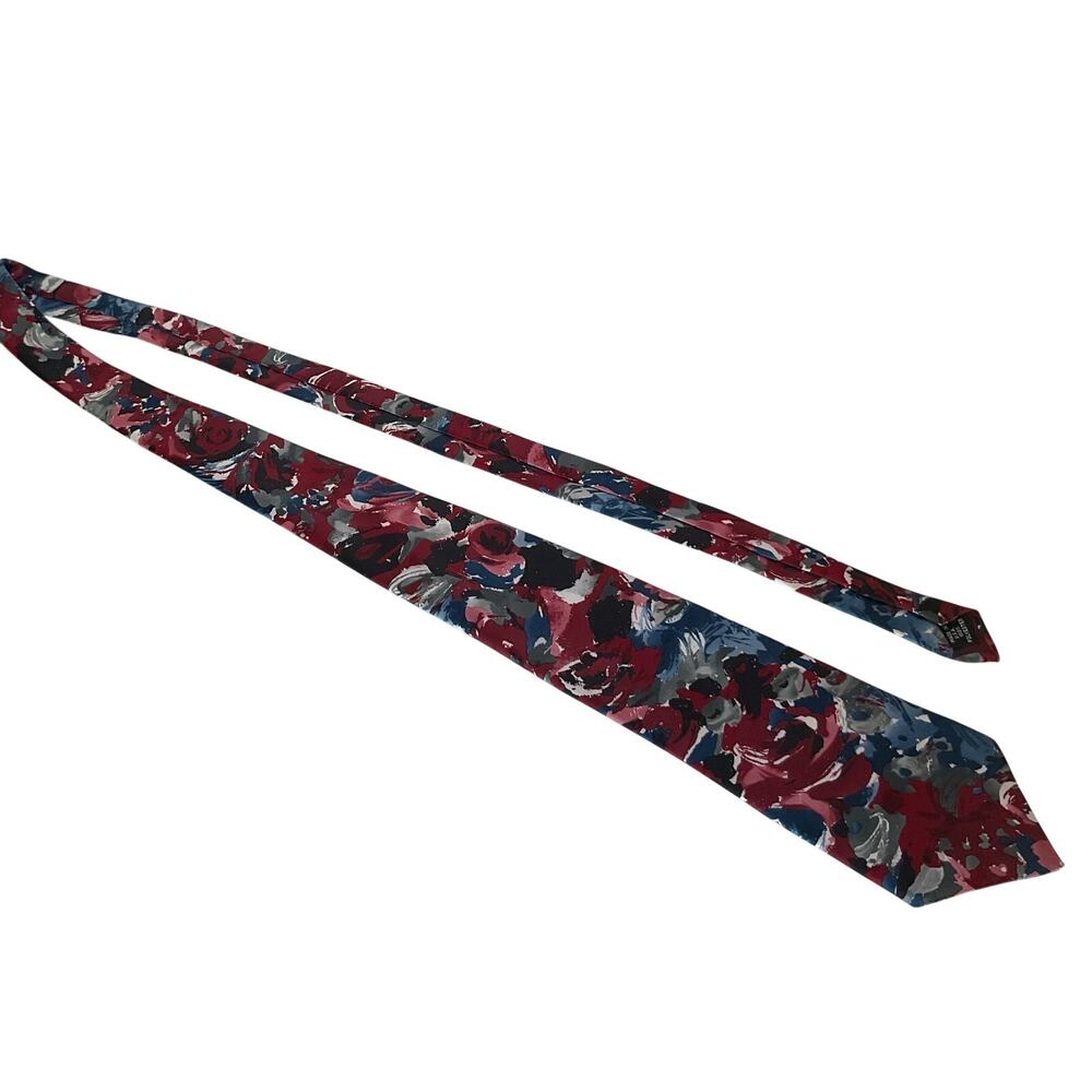 Vintage Tie Retro Towncraft Red Abstract Blue Made in USA 1990 Polyester